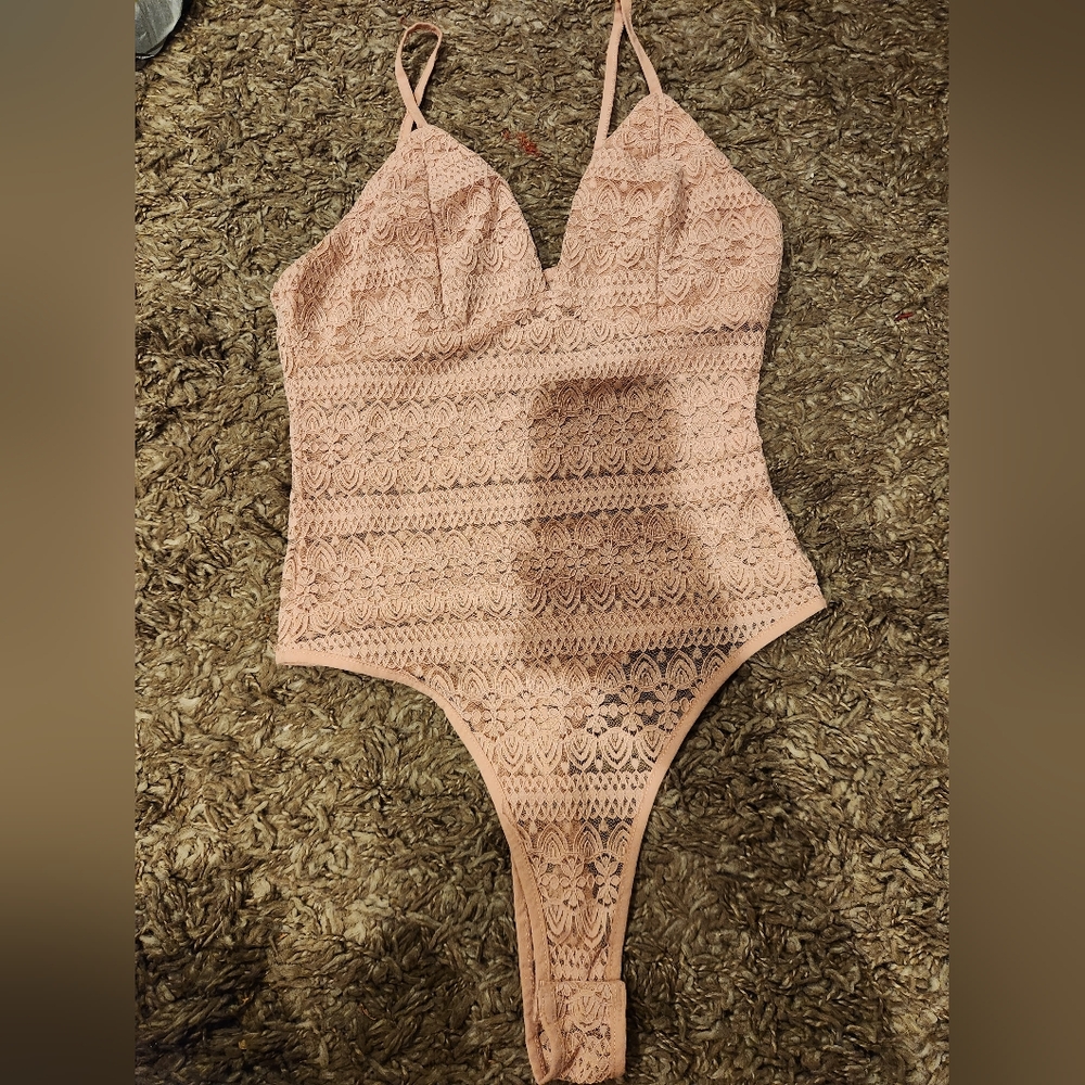 Pink Lace Body Suit, Size S